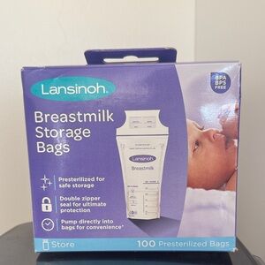 Lansinoh Purple & White Breastmilk Storage Bags Box